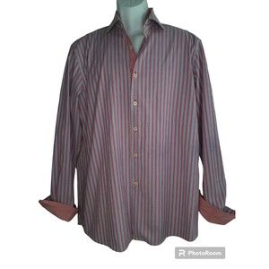 COOGI Classic Men's 2XL Flip Cuff Long Sleeve Button Up Pink Plaid Shirt 34/35
